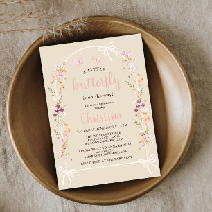 Invitation Baby shower Fleur sauvage Little Butterfly Boho
