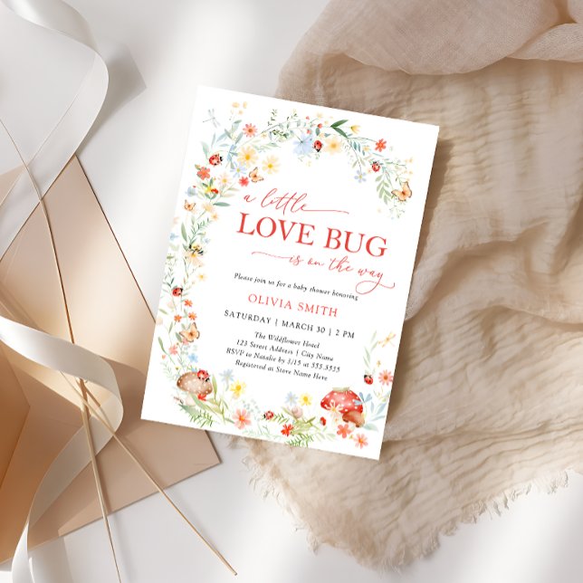 Invitation Baby shower fleur sauvage Love Bug (Créateur téléchargé)