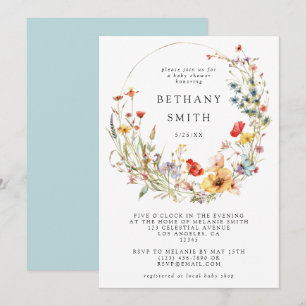 Invitation Baby shower Fleur sauvage lunatique