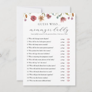 Invitation Baby shower fleur sauvage maman ou papa Game Card
