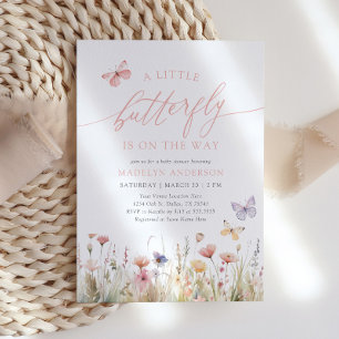 Invitation Baby shower Fleur sauvage papillon