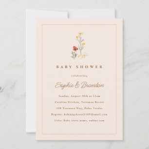 Invitation Baby shower Fleur sauvage Peach Couples