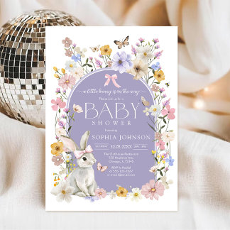Invitation Baby Shower Fleur Sauvage Petit Lapin
