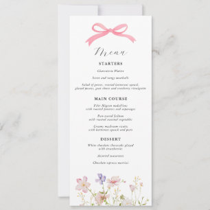 Invitation Baby shower Fleur sauvage rose Bow
