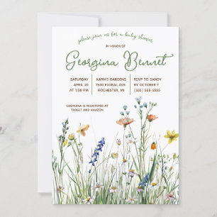 Invitation Baby shower Fleur sauvage Spring Woodland