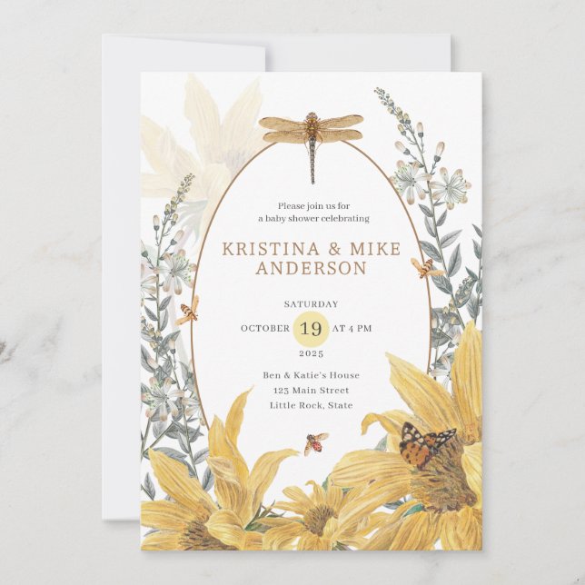 Invitation Baby shower Fleur sauvage Sunflower Fall (Devant)