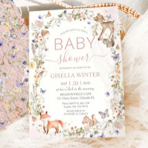 Baby shower Fleur sauvage Whimsical Woodland Anima