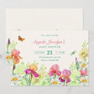 Invitation Baby shower fleuri