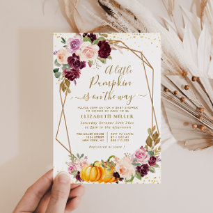 Invitation baby shower fleuri citrouille