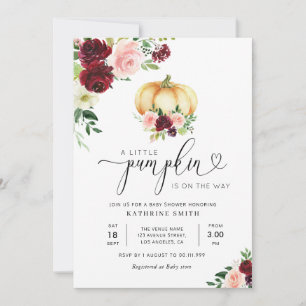 Invitation baby shower fleuri citrouille petit