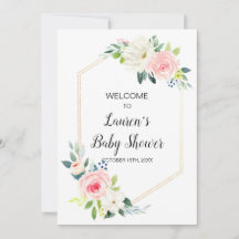 Baby shower fleuri rose boho bienvenu