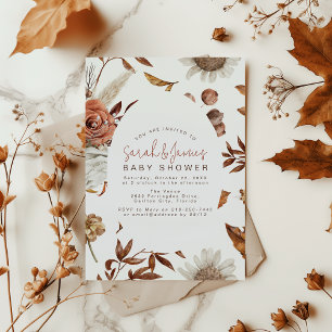 Invitation Baby shower Fleurs d'automne