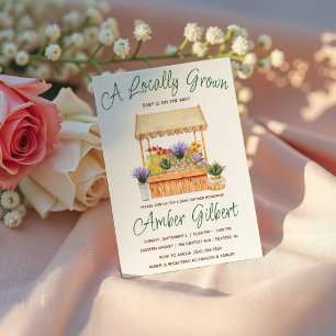 Invitation Baby-Shower Fleurs de Marché de Fleuriste Local