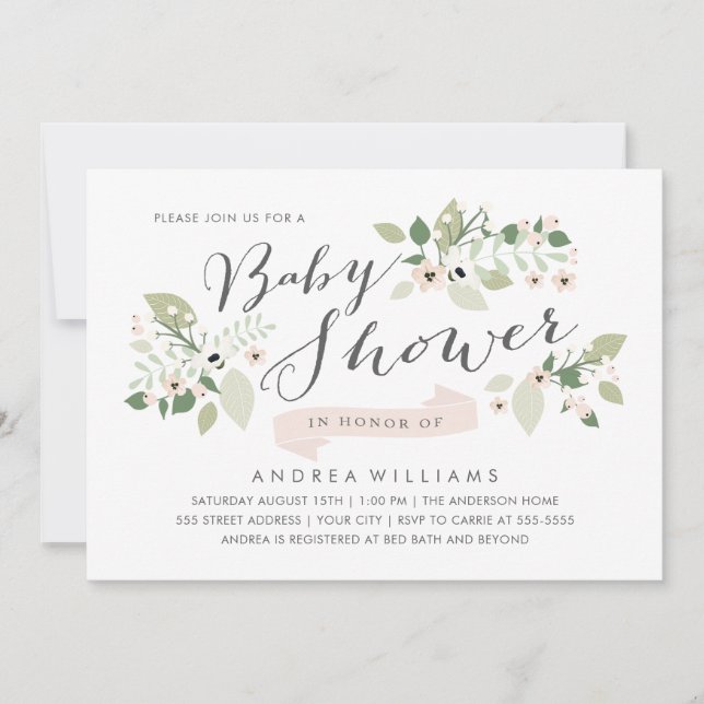 Invitation Baby Shower Fleurs de Prairie (Devant)