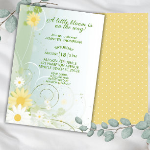 Invitation Baby shower Fleurs de printemps jaunes et blancs