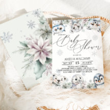 Baby Shower Fleurs d'Hiver Animaux Arctiques