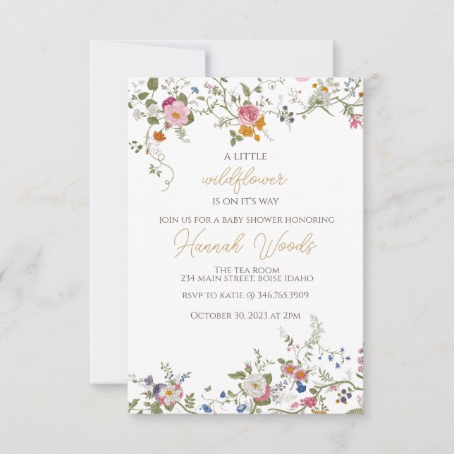 Invitation baby shower Fleurs fleurs sauvages (Devant)