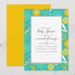 Invitation Baby Shower Fleurs Jaunes et Sarcelles
