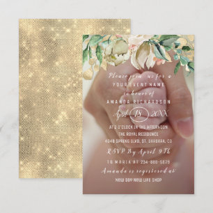 Invitation Baby shower Fleurs photo Brunch Mint Green