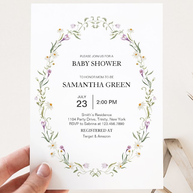 Invitation Baby Shower Fleurs Printanières (Créateur téléchargé)