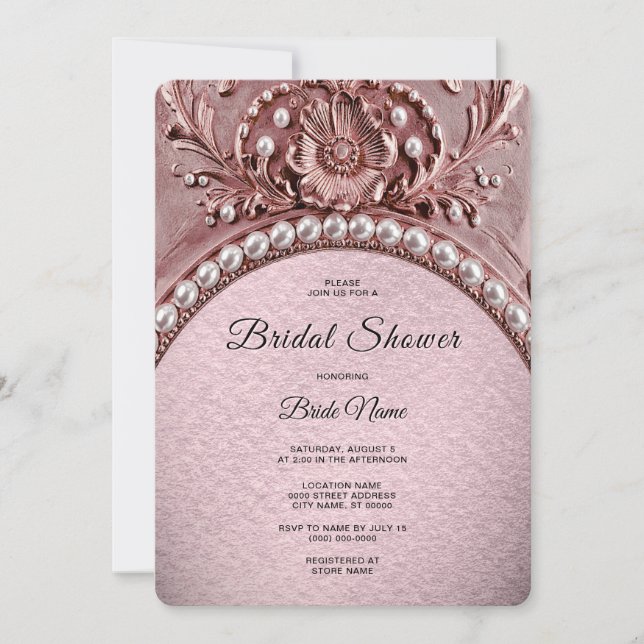 Invitation Baby Shower Fleurs Roses pour la Mariée (Devant)