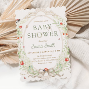 Invitation Baby Shower Fleurs Sauvages Bohème Fraise