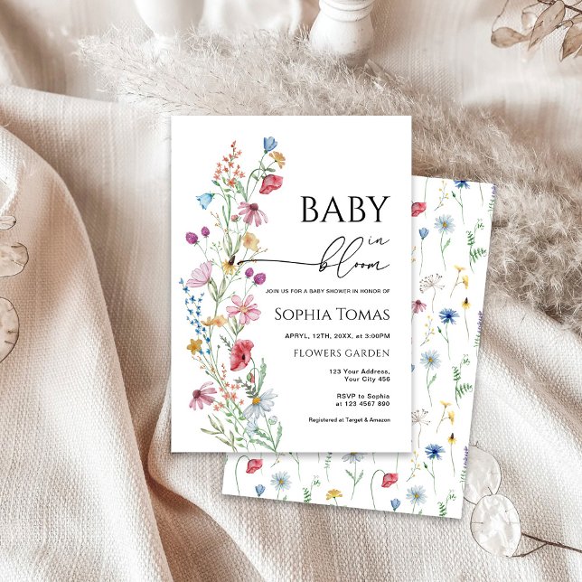 Invitation Baby Shower Fleurs Sauvages en Fleur (Créateur téléchargé)