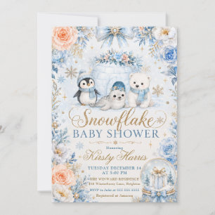 Invitation Baby Shower Flocon de Neige d'Hiver