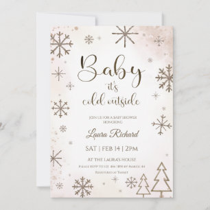 Invitation Baby shower flocon de neige d'hiver