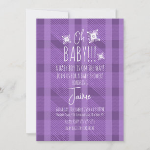 Invitation Baby Shower Flocons de Neige Plaid de Noël Violet