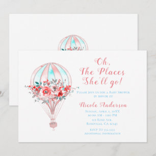 Invitation Baby shower Floral à air chaud Les endroits où ell