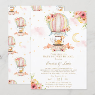 Invitation Baby shower floral à air chaud par Mail Animaux