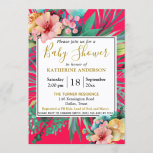 Invitation Baby shower floral à aquarelle blanche et blanche