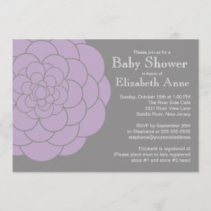 Invitation Baby shower floral à fleurs de dahlia violette mod
