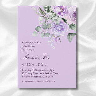 Invitation Baby shower floral à l'aquarelle de lavande