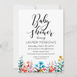 Invitation Baby shower floral à l'aquarelle de pri