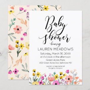 Invitation Baby shower floral à l'aquarelle de pri
