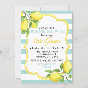 Invitation Baby shower Floral Aqua & Lemon Jaune