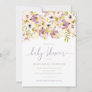 Invitation Baby shower Floral Aquarelle