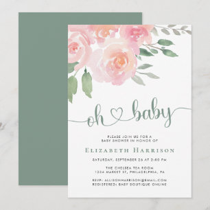 Invitation Baby shower Floral Aquarelle