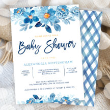 Baby shower Floral Aquarelle Bleue