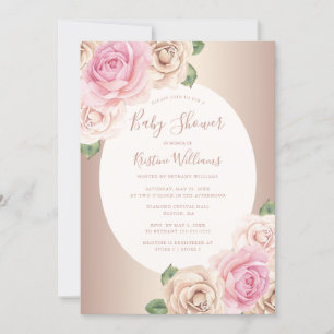 Invitation Baby Shower Floral Aquarelle Rose Gold Élégant