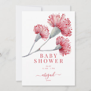 Invitation Baby shower Floral australien rouge et rose