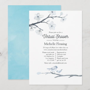 Invitation Baby shower Floral aux fleurs de cerisiers
