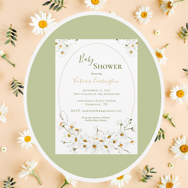 Invitation Baby shower floral blanc (Créateur téléchargé)