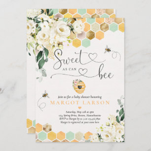 Invitation Baby shower Floral Blanc Blanc, Doux Comme Peuvent