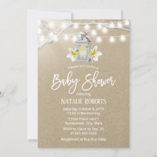 Invitation Baby shower Floral Blanc Rustique
