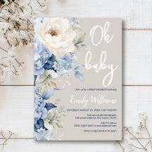 Baby shower floral bleu et blanc poussiéreux
