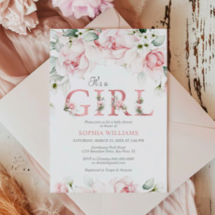 Invitation Baby shower floral Blush & Rose Gold