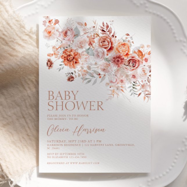 Invitation Baby shower Floral Boho (Créateur téléchargé)
